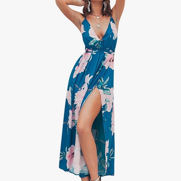 Backless floral split maxi dress - Picture 2 of 12